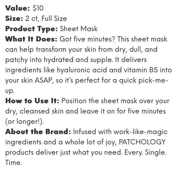 ⭐️[patchology] NWT Hydrate Sheet Mask - 2-PACK - Picture 5 of 11